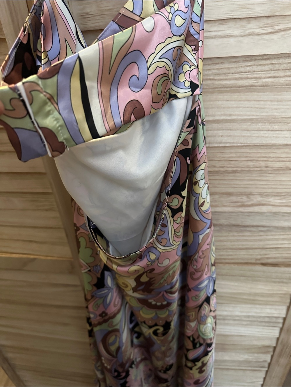 Floral Paisley Satin Maxi Dress in Pink and Pastel - Picture 5 of 9